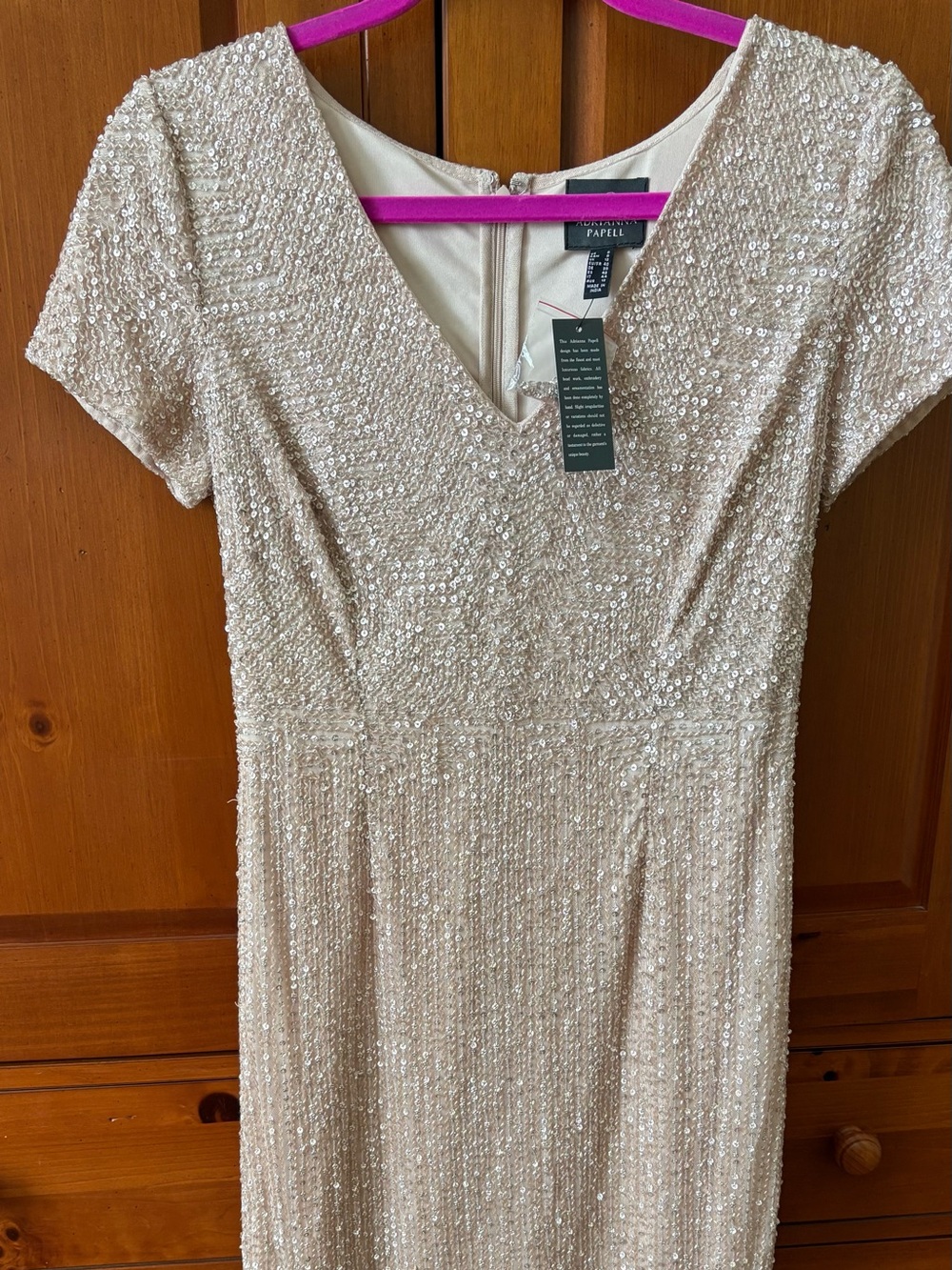 Adrianna Papell shell pink Sequin Dress